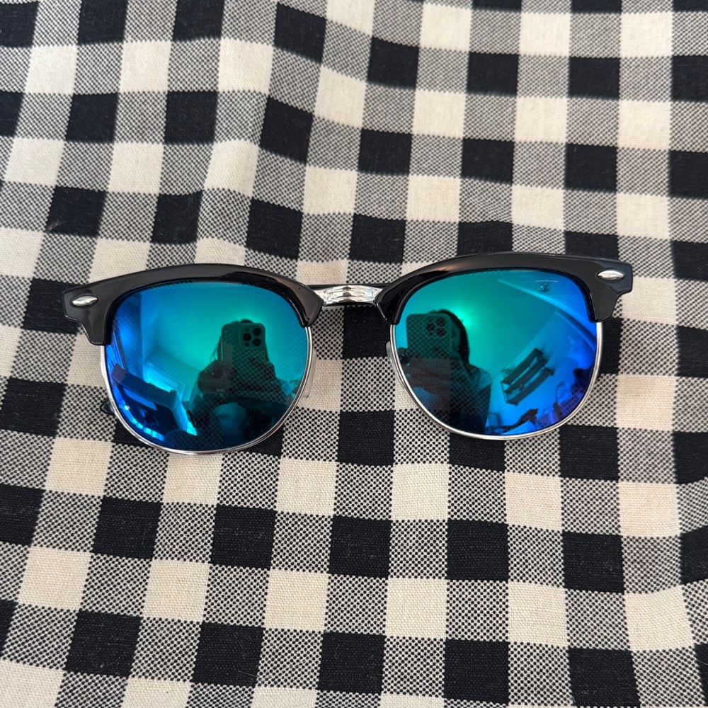 Black Sunglasses with Blue Lenses